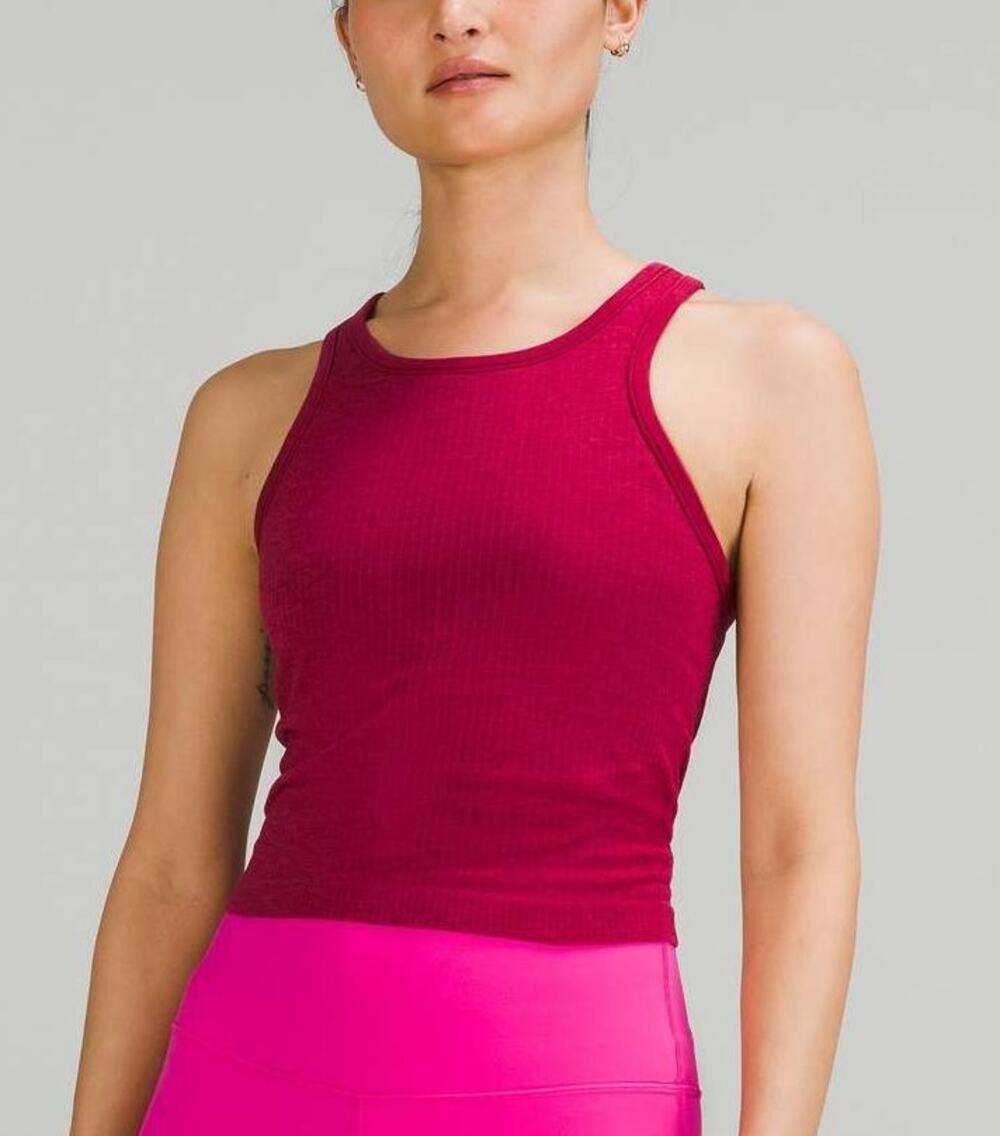 Lululemon Ebb to Street Cropped Racerback Tank Top Size 12 Red Yoga Athletic